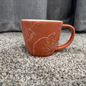 Vintage Starbucks 2006 Embossed Flowers Short 12 oz Ceramic Mug